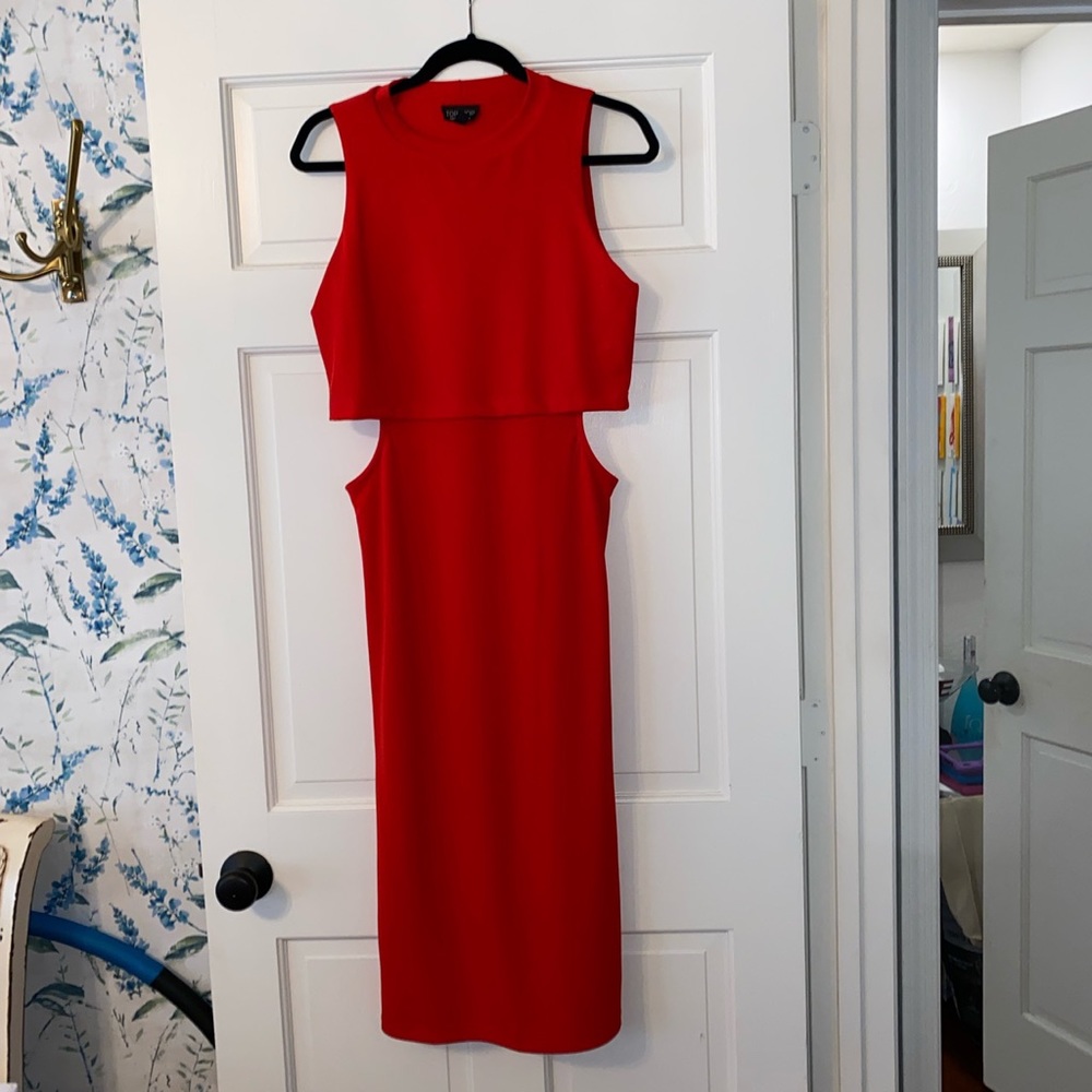 Bright red dress